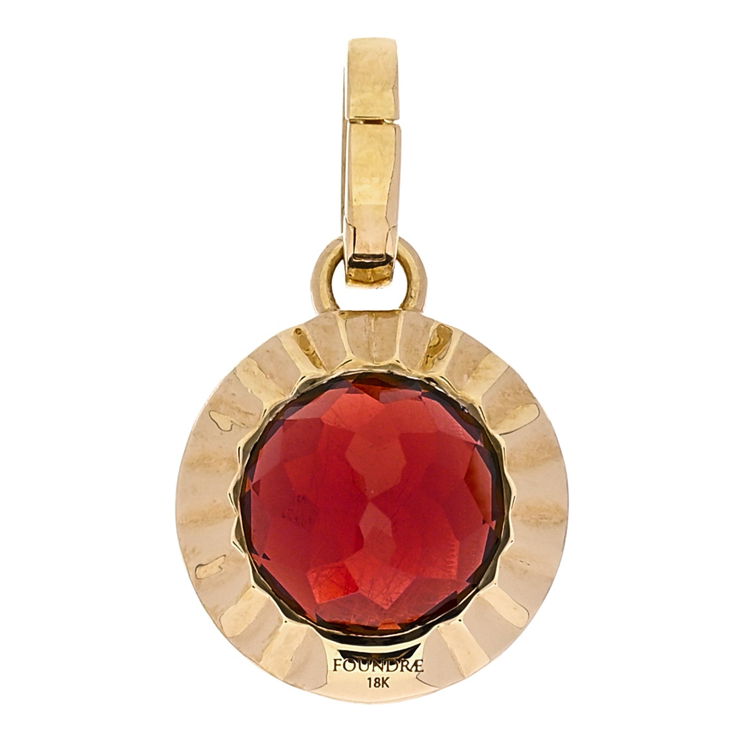 Foundrae 18K Yellow Gold Garnet Internal Compass Annex Link Pendant 1 of 4