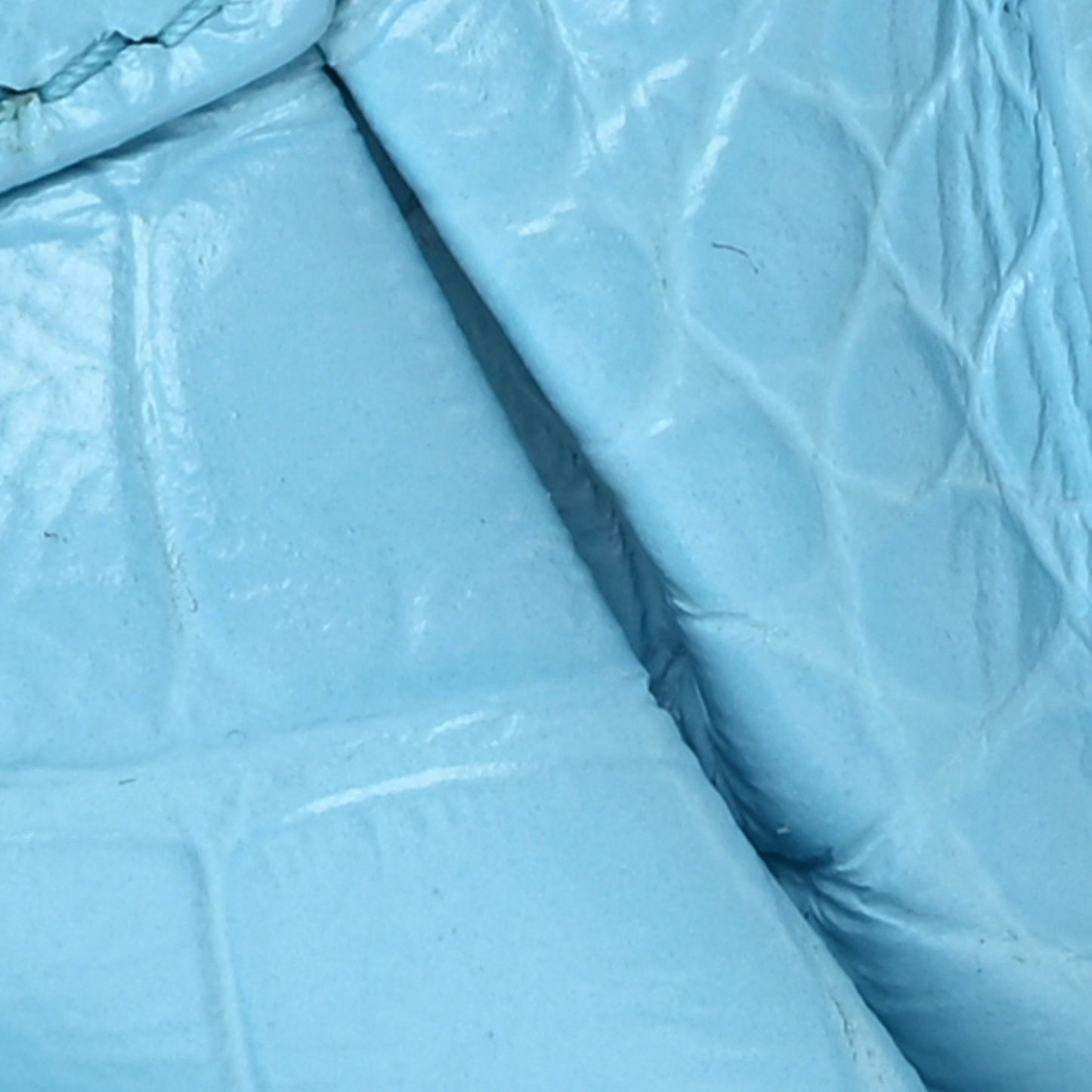 Extra Supple Calfskin Crocodile Embossed Le Cagole Shoulder Bag XS Cyan