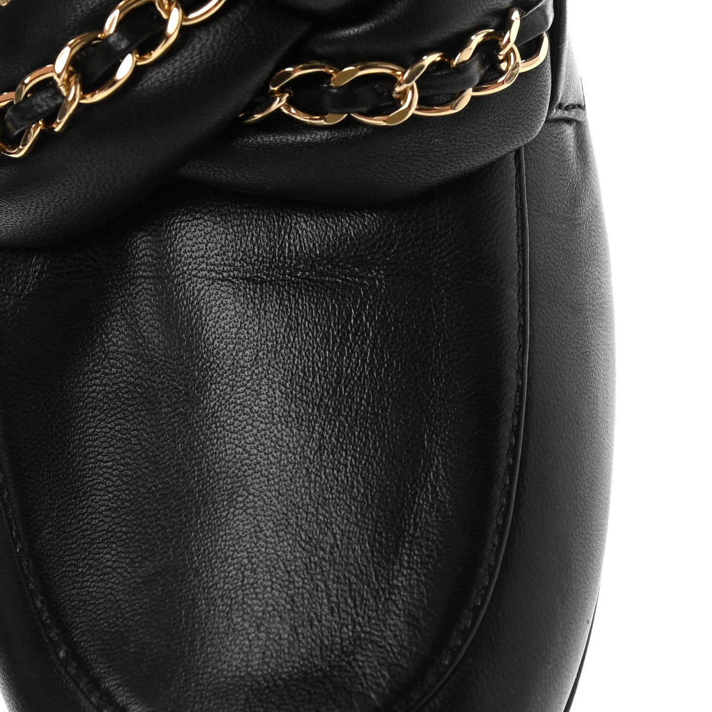 Lambskin CC Braided Chain Loafers 37.5 Black
