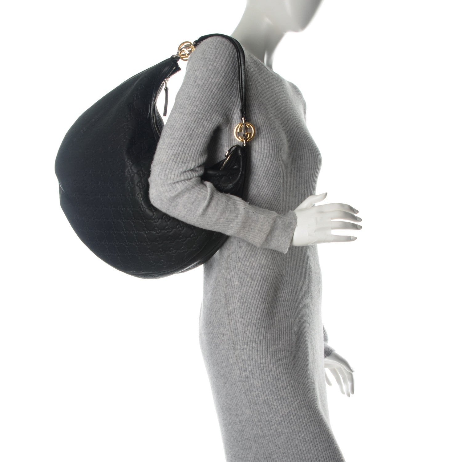 Gucci Guccissima Large GG Twins Hobo Black 2 of 7