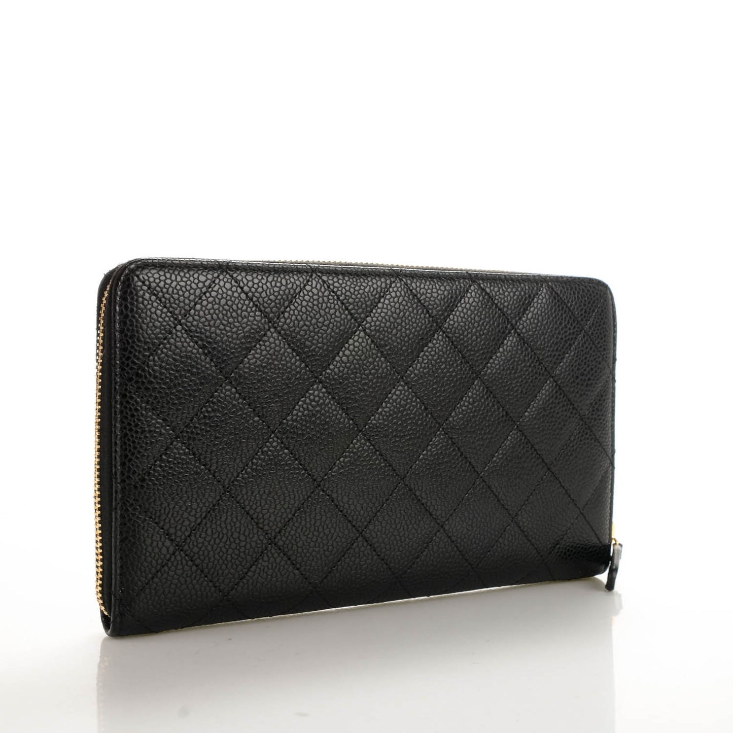 Caviar Quilted Large Zip Around Organizer Wallet Black