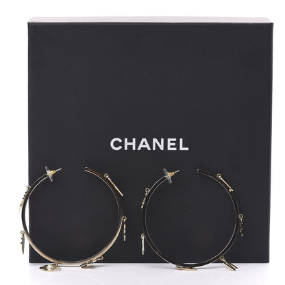 Chanel Logo Charms Hoop Earrings Light Gold 5 of 5