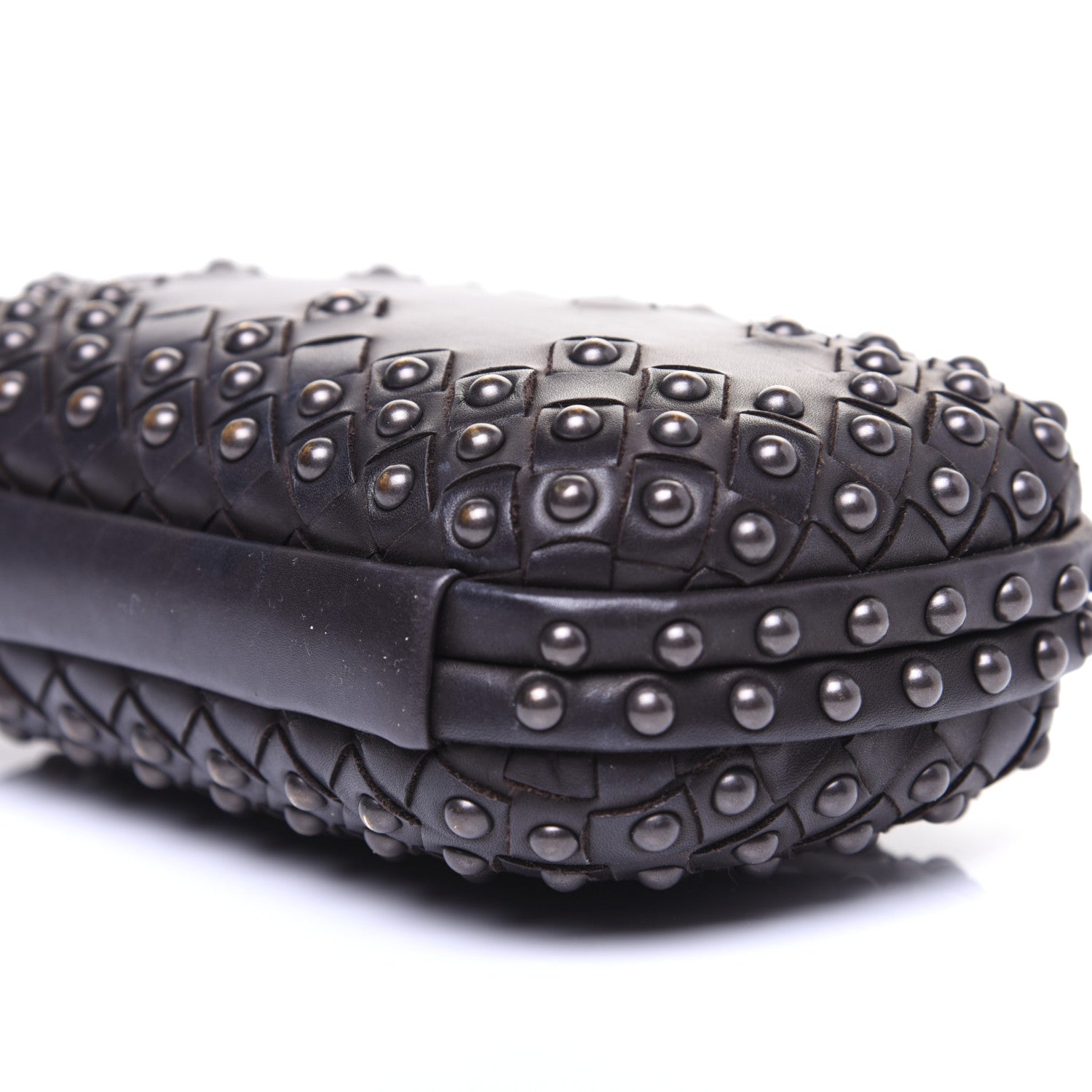 Bottega Veneta Waxy Nappa Intrecciato Knot Studded Clutch Black 7 of 13