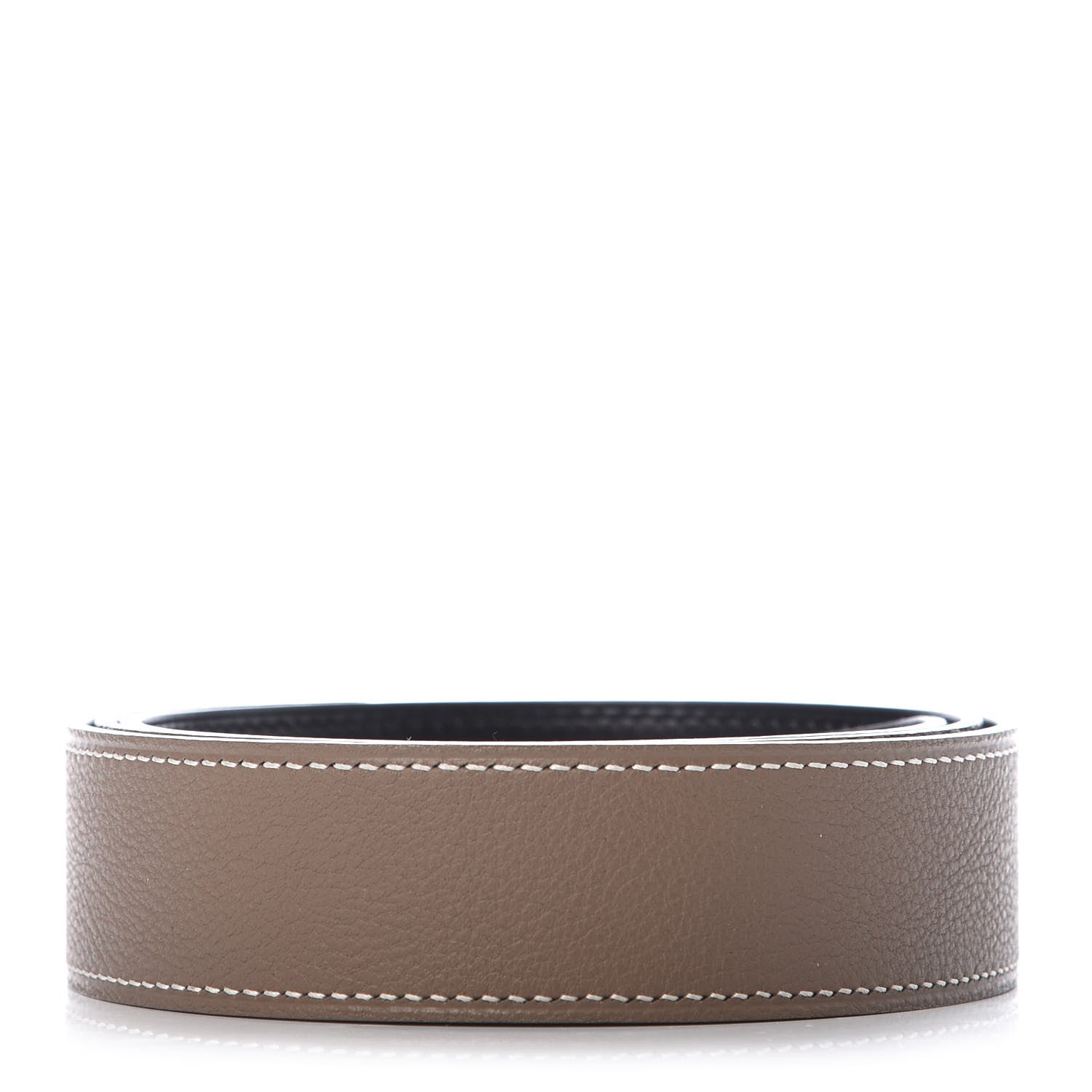 Hermes Box Togo 32mm Belt Strap 85 Black Etoupe 1 of 5