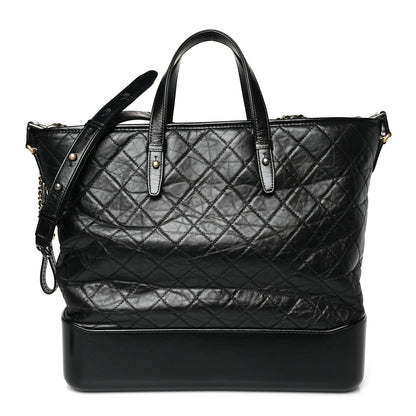 Chanel Aged Calfskin Quilted Large Gabrielle Shopping Tote Black 1 of 9