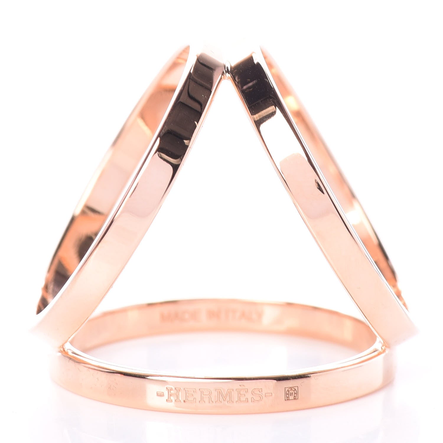 Hermes Permabrass Rose Gold Plated Trio Scarf Ring 1 of 5