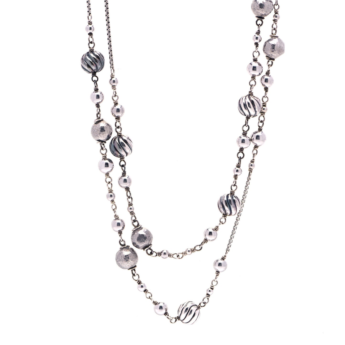 Sterling Silver Quatrefoil Bead Chain Necklace