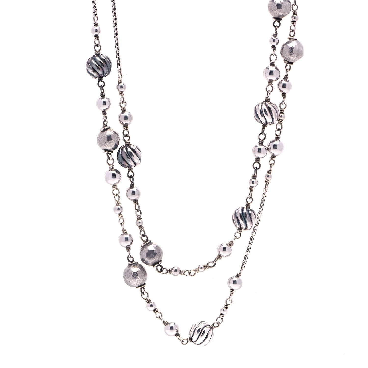 David Yurman Sterling Silver Quatrefoil Bead Chain Necklace 1 of 3
