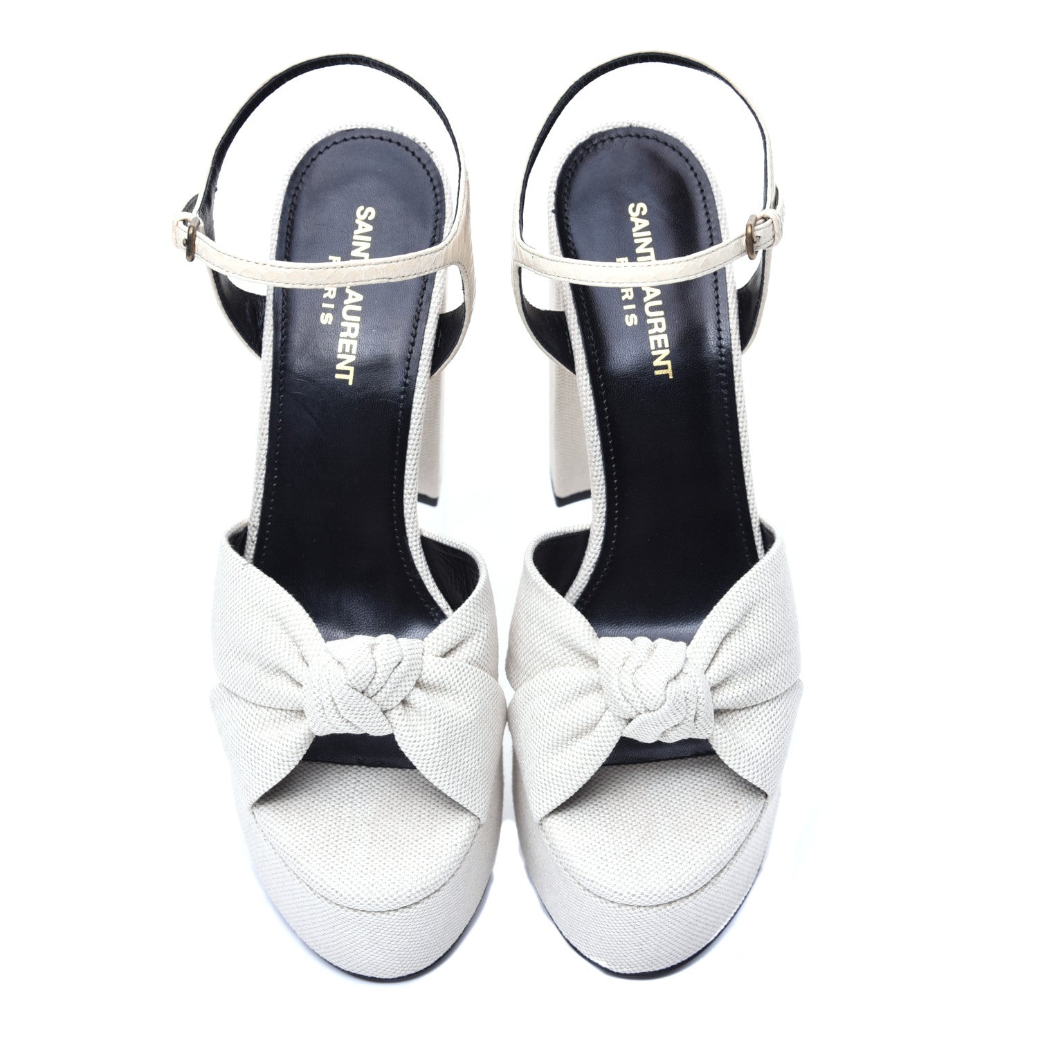 Saint Laurent Canvas Bianca 125 Platform Sandals 38 Cream 5 of 10
