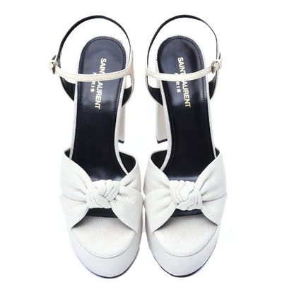 Saint Laurent Canvas Bianca 125 Platform Sandals 38 Cream 5 of 10