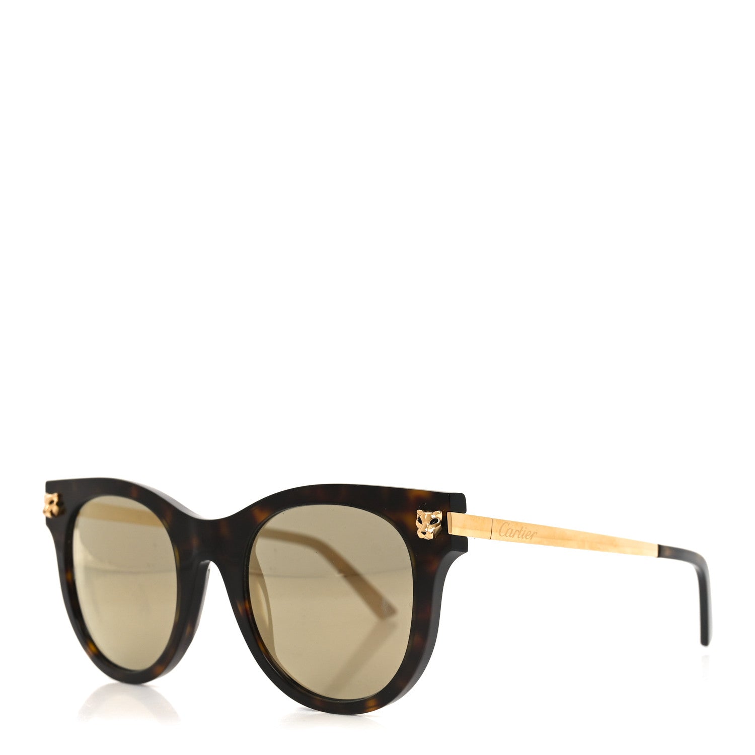 Cartier Acetate Panthere Cartier Sunglasses CT0024S Gold Dark Havana 1 of 7
