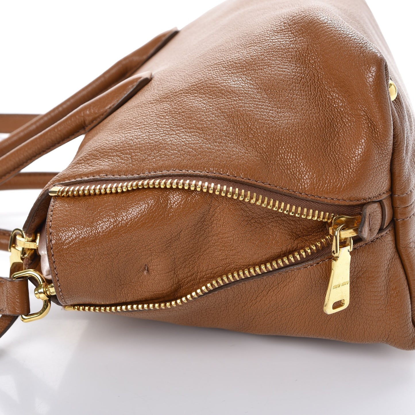 Goatskin Madras Zip Tote Brandy