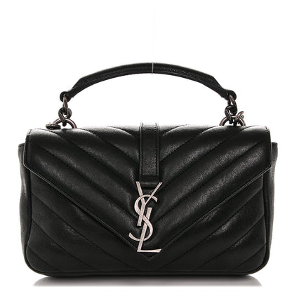 Saint Laurent Sheepskin Matelasse Chevron Monogram College Chain Wallet Black 1 of 6