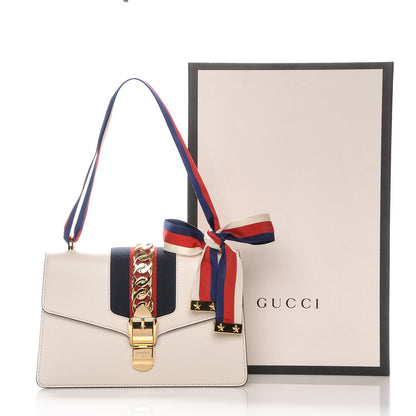 Gucci Calfskin Small Sylvie Shoulder Bag Off White 7 of 7
