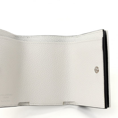 Saint Laurent Grained Calfskin Paris Petite Compact Wallet White Black 5 of 7