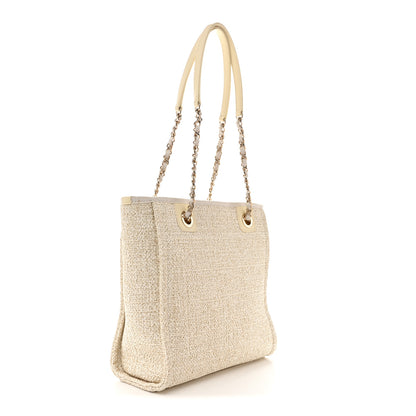 Chanel Lurex Boucle Mini Deauville Tote White 3 of 12