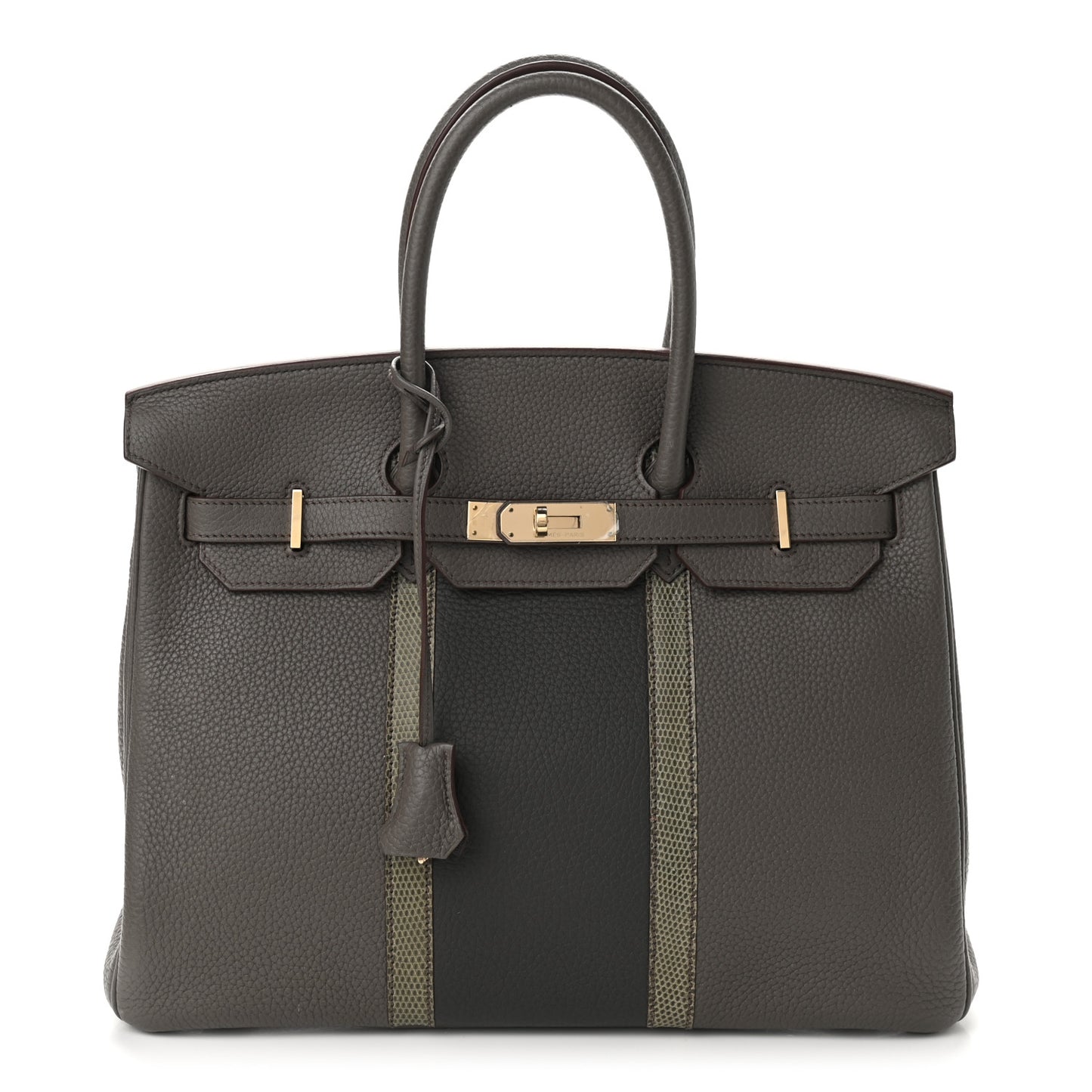 Taurillon Clemence Lizard Club Birkin 35 Etain Graphite