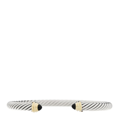 David Yurman Sterling Silver 14K Yellow Gold Black Onyx 5mm Cable Classics Petite Color Bracelet 1 of 3