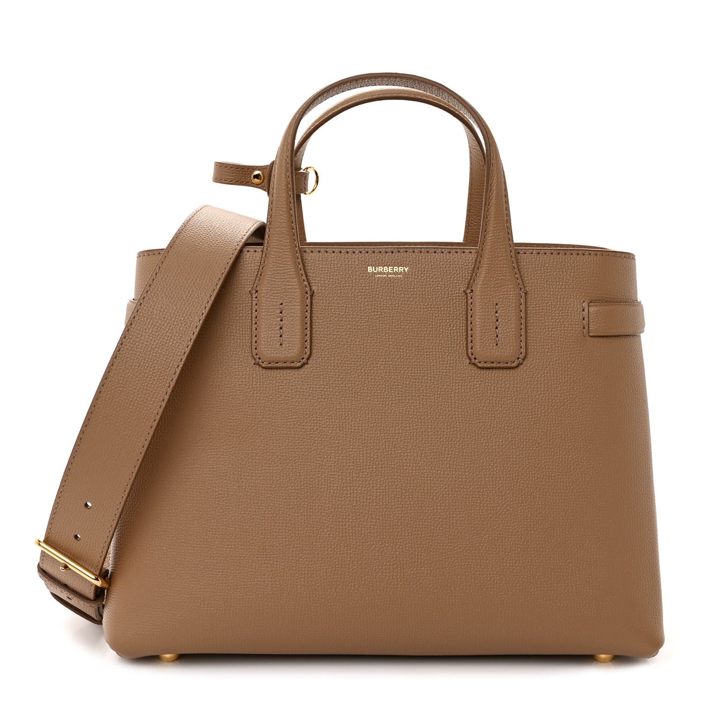 Derby Calfskin House Check Medium Banner Tote Camel