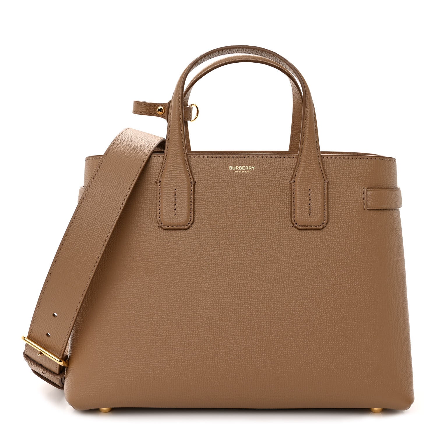 Burberry Derby Calfskin House Check Medium Banner Tote Camel 1 of 9