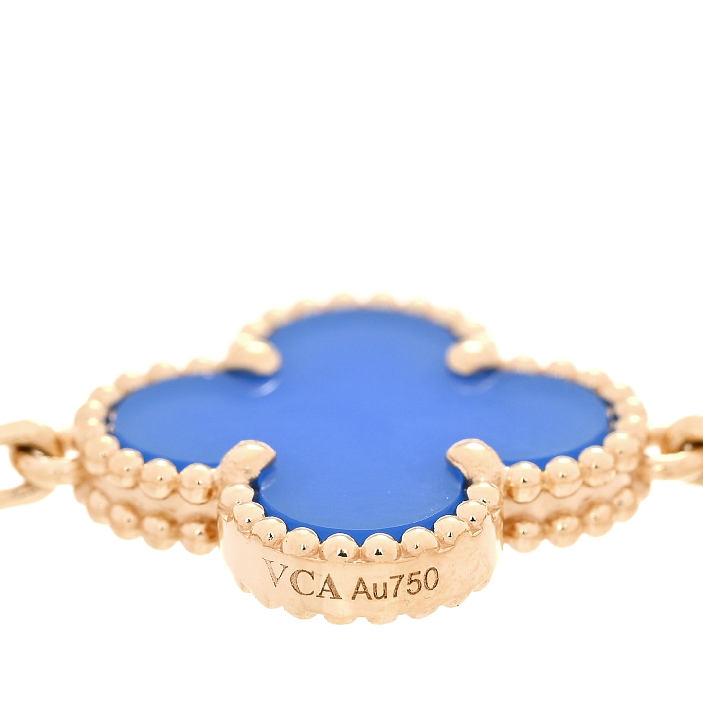 18K Yellow Gold Blue Agate 5 Motifs Vintage Alhambra Bracelet