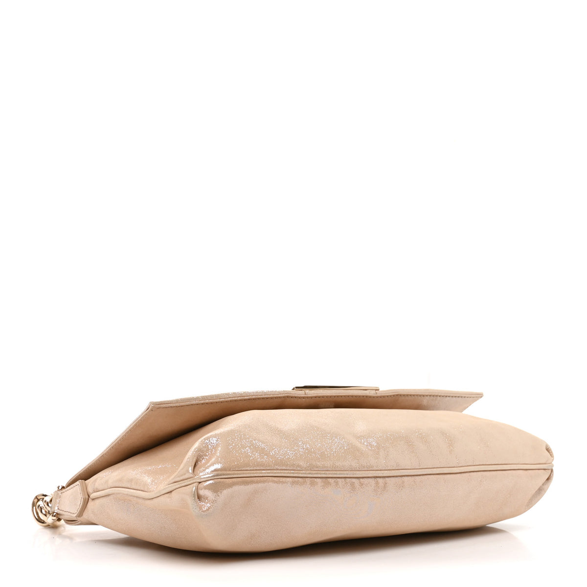 Fendi Shiny Crinkled Lambskin Mia Shoulder Flap Beige Light Gold 4 of 10