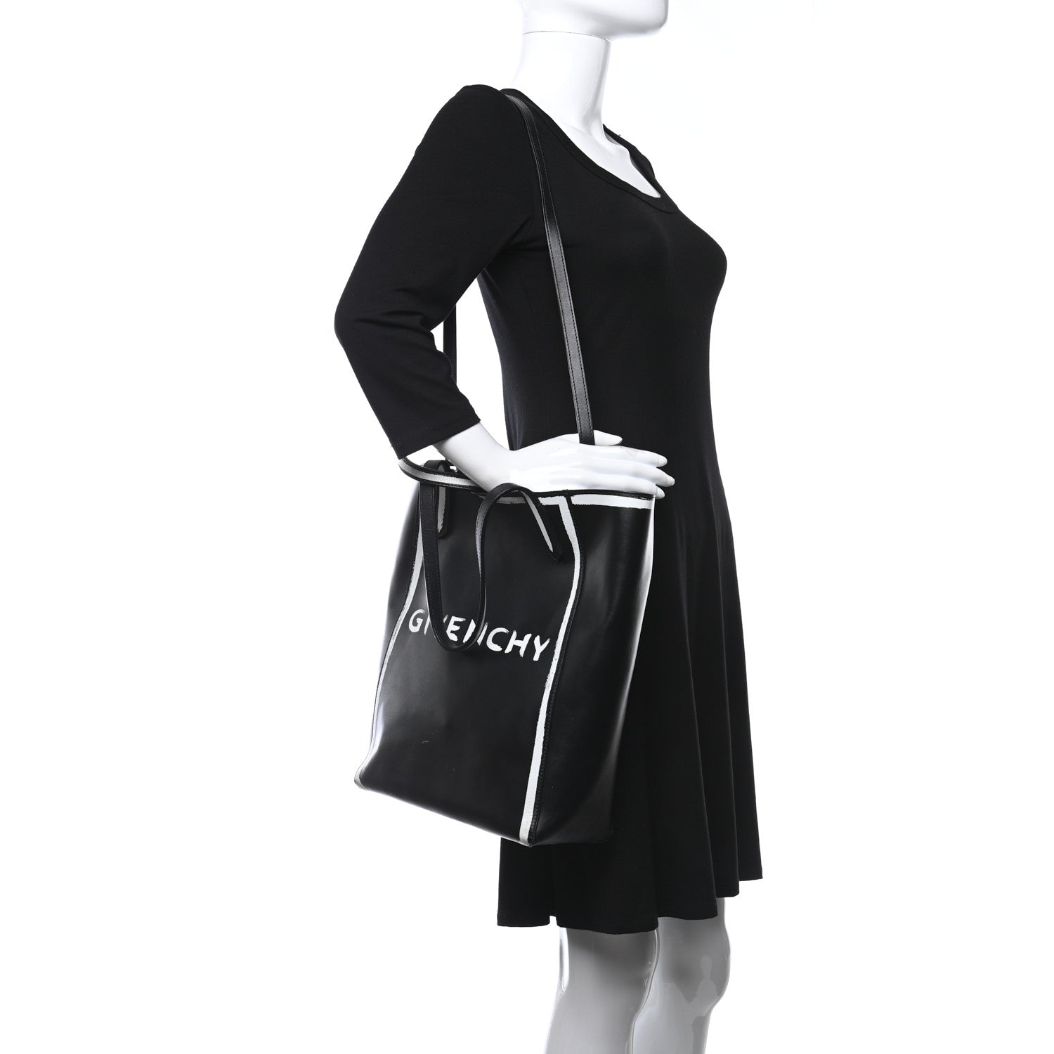 Givenchy Calfskin Logo Print Stargate Shopper Tote Black 2 of 12