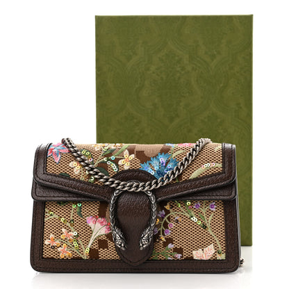 Gucci Monogram Jumbo GG Textured Dollar Calfskin Embroidered Super Mini Dionysus Shoulder Bag Camel Ebony New Acero Multicolor 10 of 10