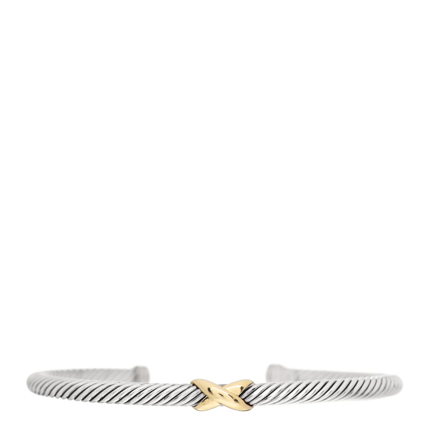 Sterling Silver 18K Yellow Gold 4mm X Station Cable Bracelet