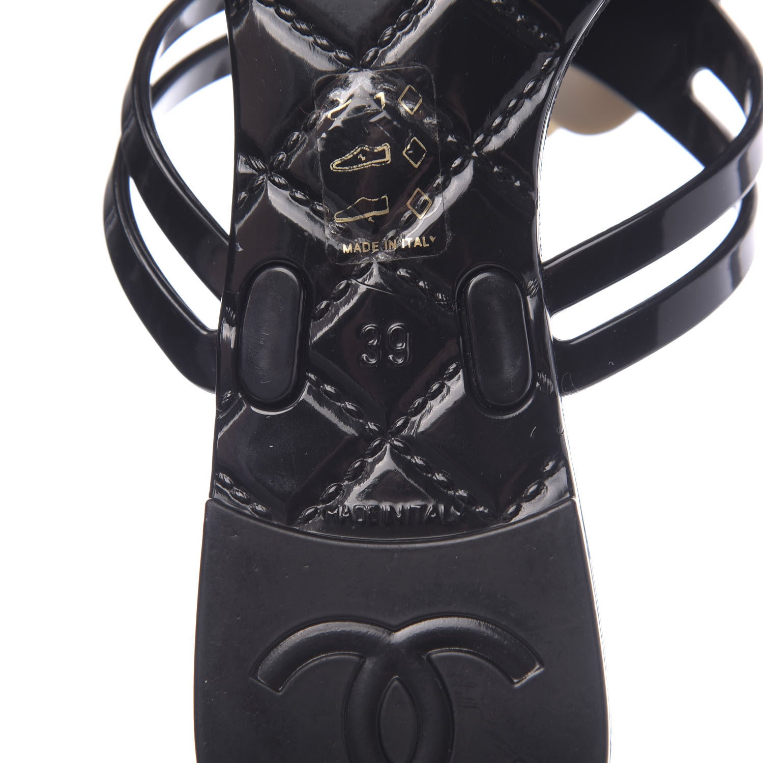 Chanel Jelly Camellia Thong Sandals 39 Black Ivory 7 of 11