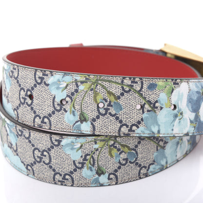 Gucci GG Plus Monogram Blooms Plaque Belt 80 32 Blue 4 of 5
