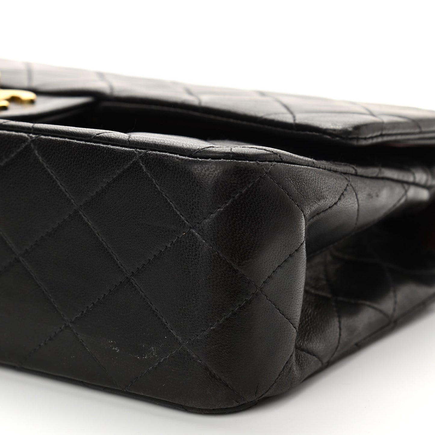 Lambskin Quilted Medium Double Flap Black