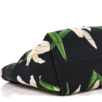 Dolce & Gabbana Canvas Lily Printed Iguana Capri Tote Black Multicolor 6 of 7
