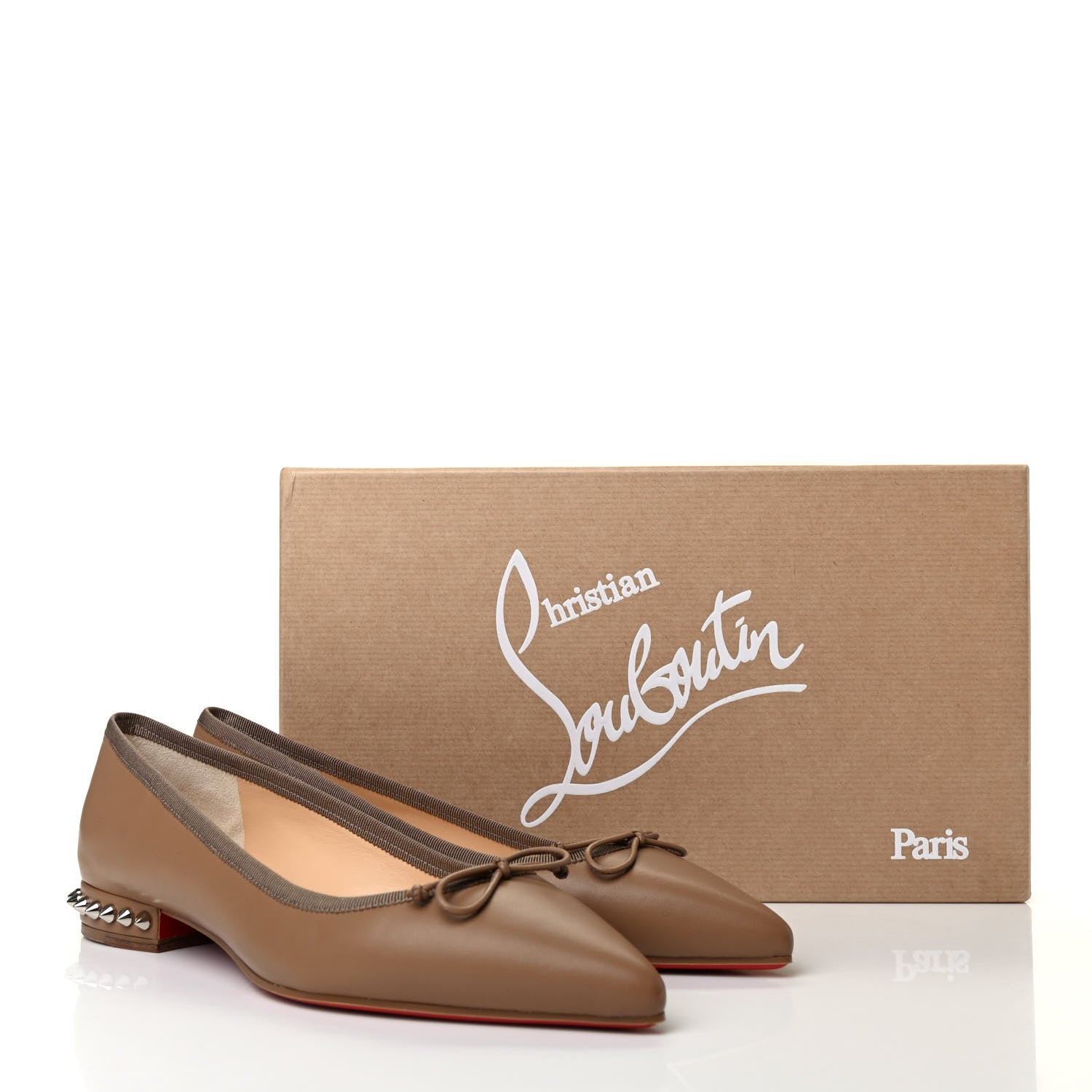 Christian Louboutin Nappa Spiked Hall Flats 36 Nude 8 of 8