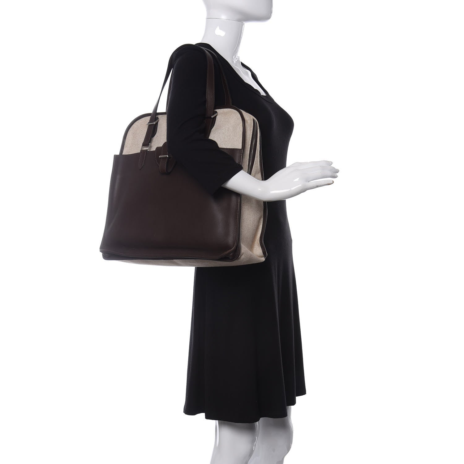 Hermes Toile Swift Jumping Shopping Bag Chocolate 2 of 9