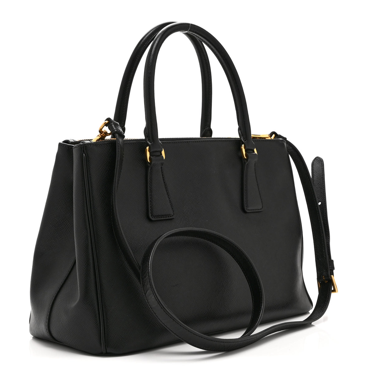 Saffiano Small Galleria Double Zip Tote Black
