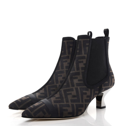 Fendi Mesh Tulle FF Colibri 55mm Ankle Booties 39 Tobacco Moro Black 3 of 10