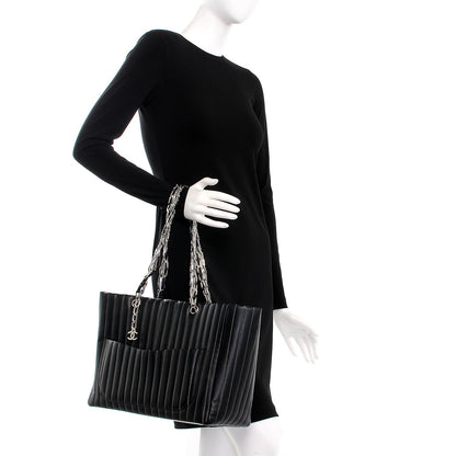 Chanel Lambskin Vertical Quilted Large Mademoiselle Tote Black 2 of 10