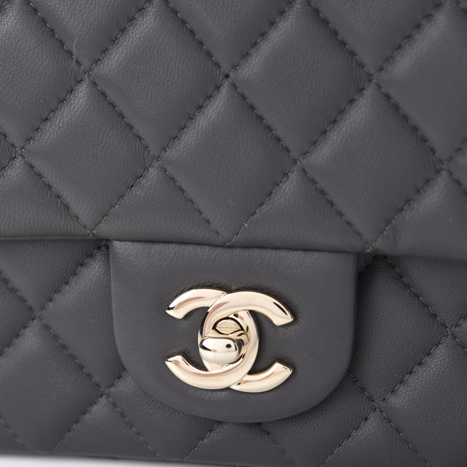 Chanel Lambskin Quilted Mini Rectangular Flap Grey 8 of 13
