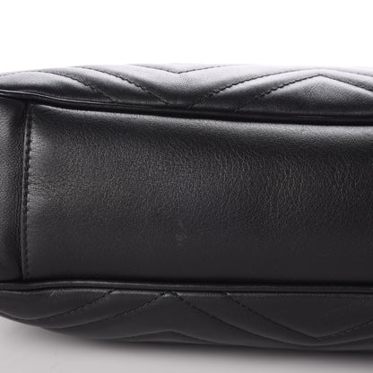 Gucci Calfskin Matelasse Medium GG Marmont Open Top Shoulder Bag Black 11 of 12