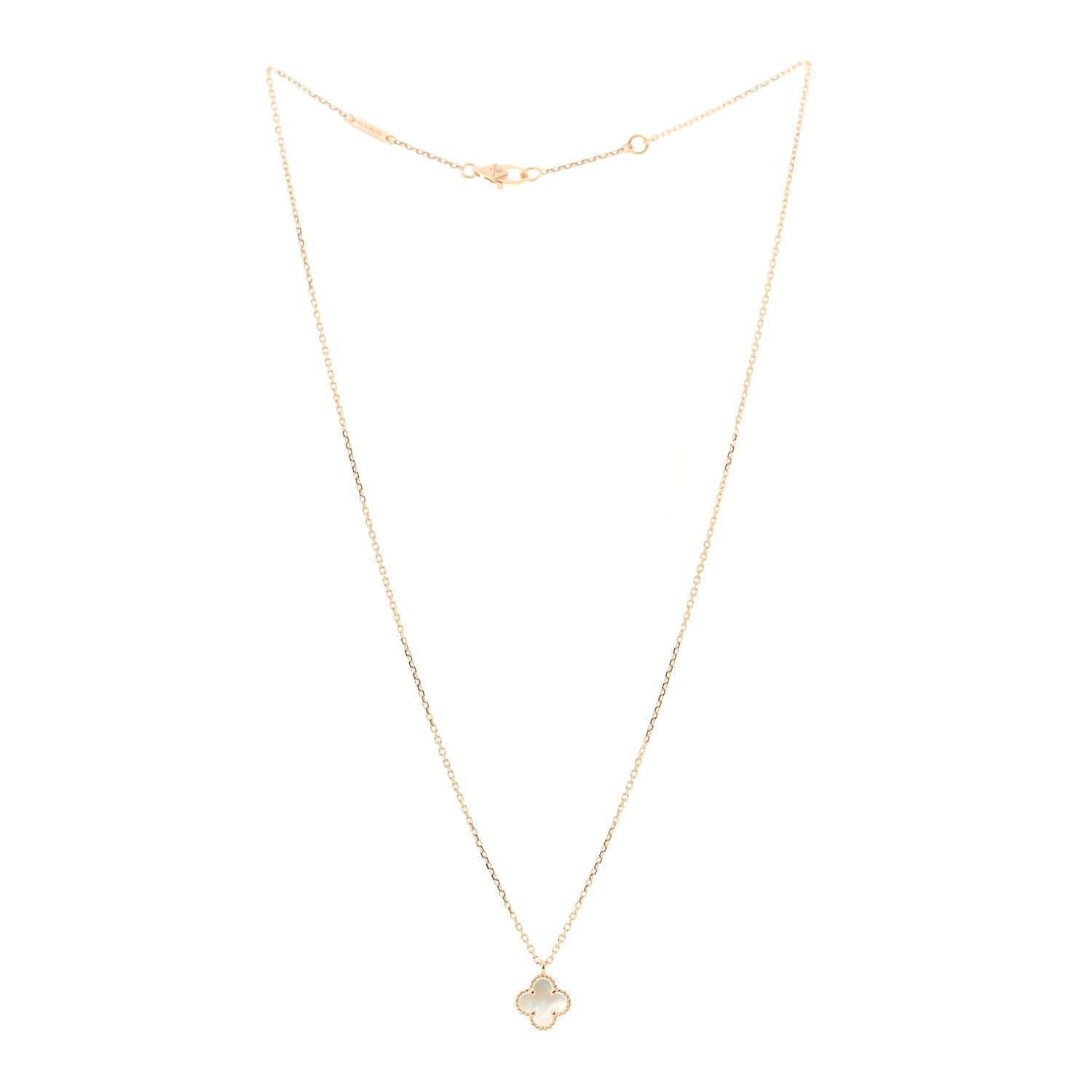 Van Cleef & Arpels 18K Yellow Gold Mother of Pearl Sweet Alhambra Pendant Necklace 3 of 7