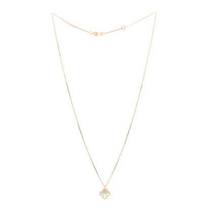 Van Cleef & Arpels 18K Yellow Gold Mother of Pearl Sweet Alhambra Pendant Necklace 3 of 7