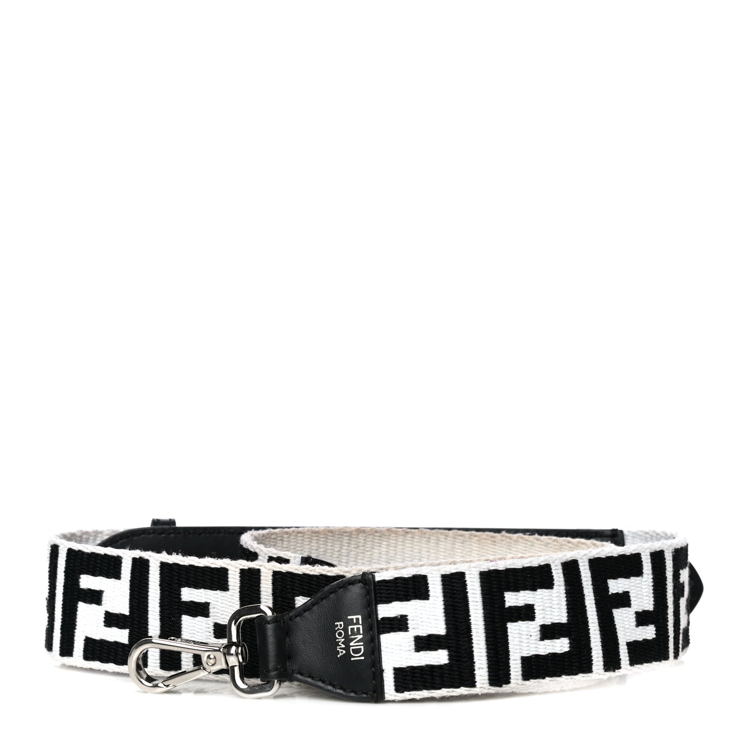 Canvas Calfskin FF 1974 Studded Strap You Black White