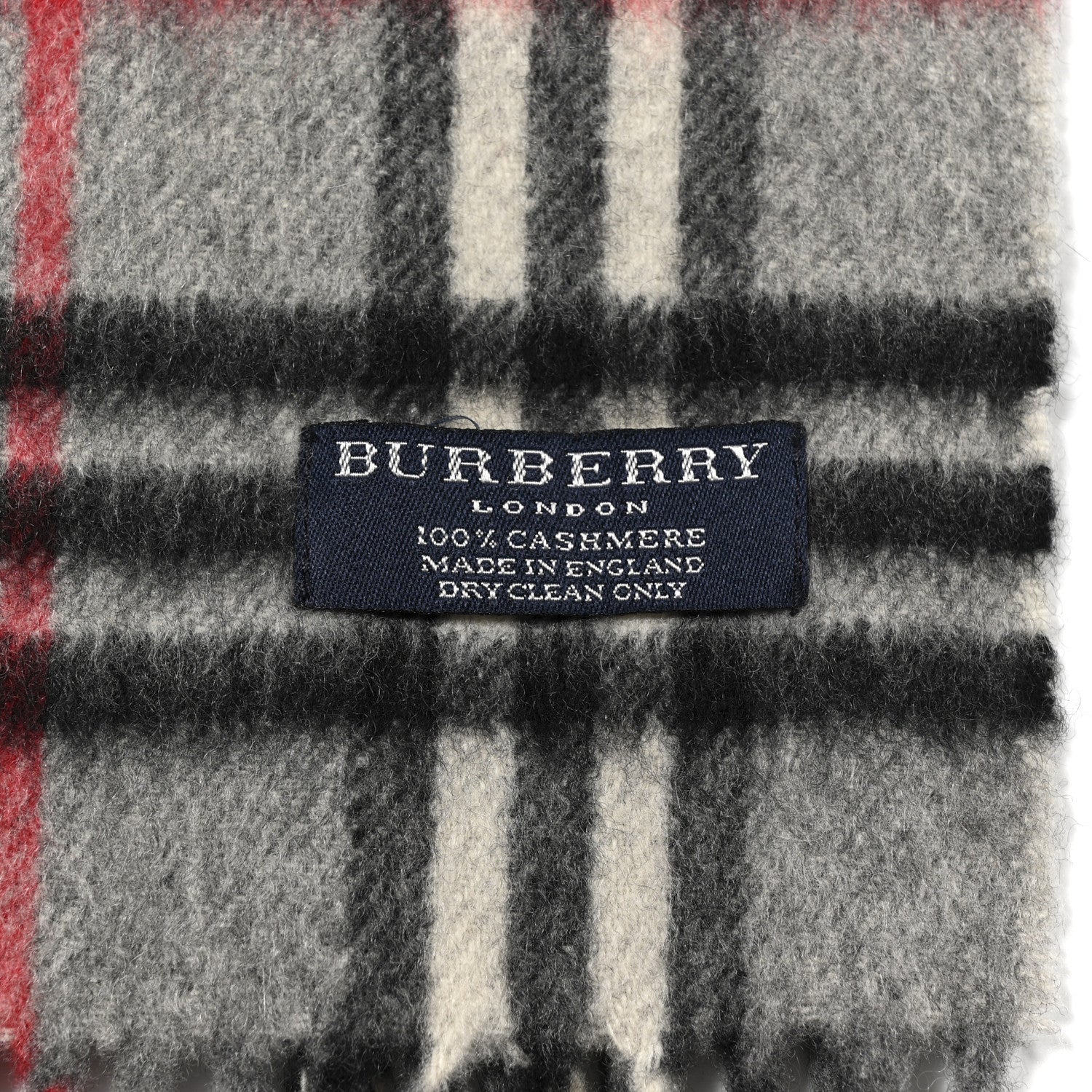 Burberry Cashmere Nova Check Fringe Scarf Dark Grey 1850269