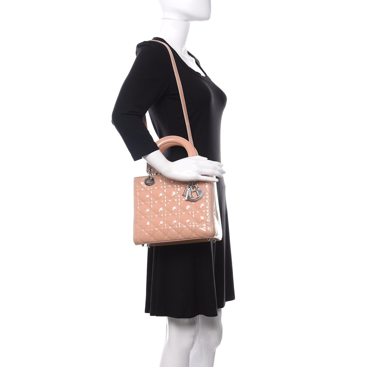 Patent Cannage Medium Lady Dior Rose Clair