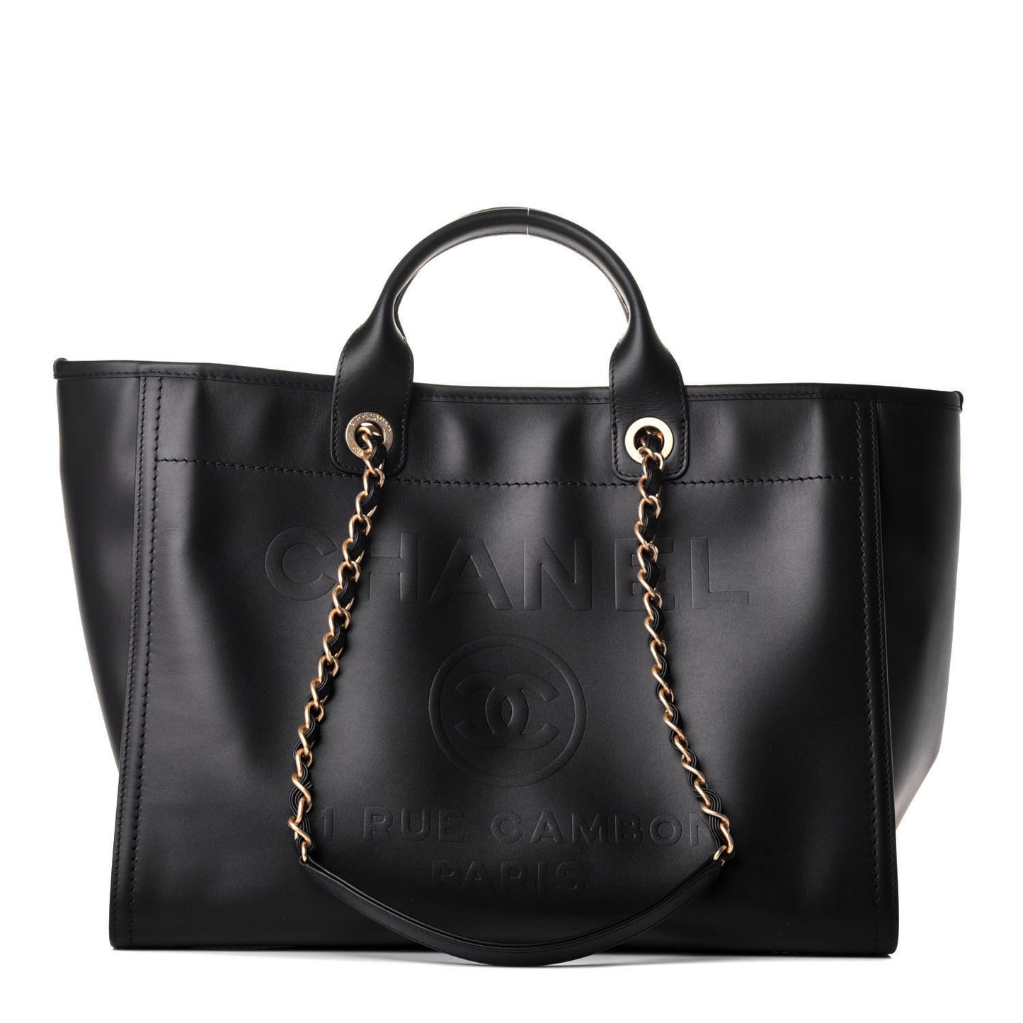 Calfskin Medium Deauville Tote Black