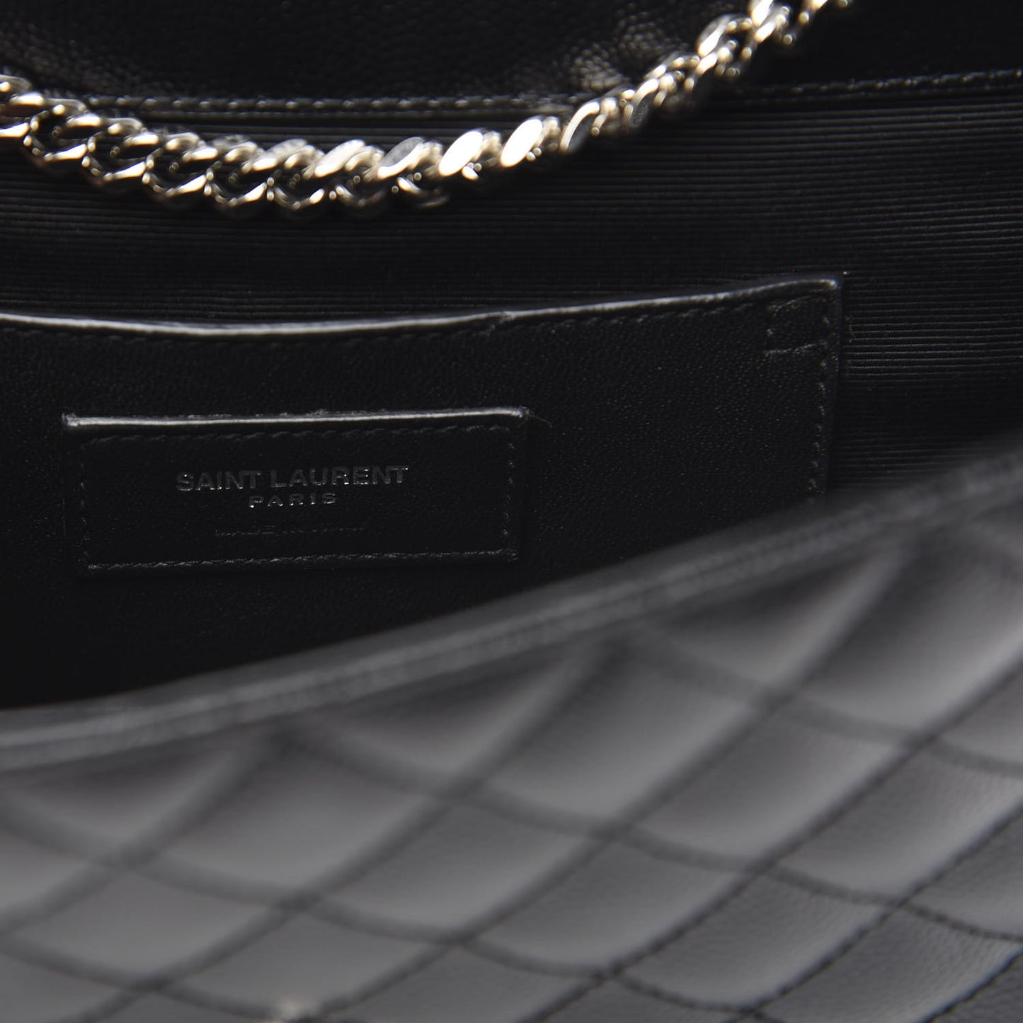 Grain De Poudre Textured Mixed Matelasse Triquilt Small Monogram Satchel Black