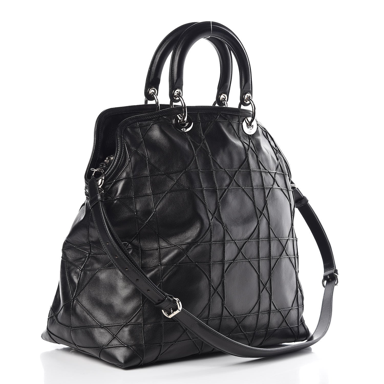 Christian Dior Lambskin Cannage Large Granville Tote Black 4 of 15