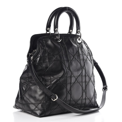 Christian Dior Lambskin Cannage Large Granville Tote Black 4 of 15