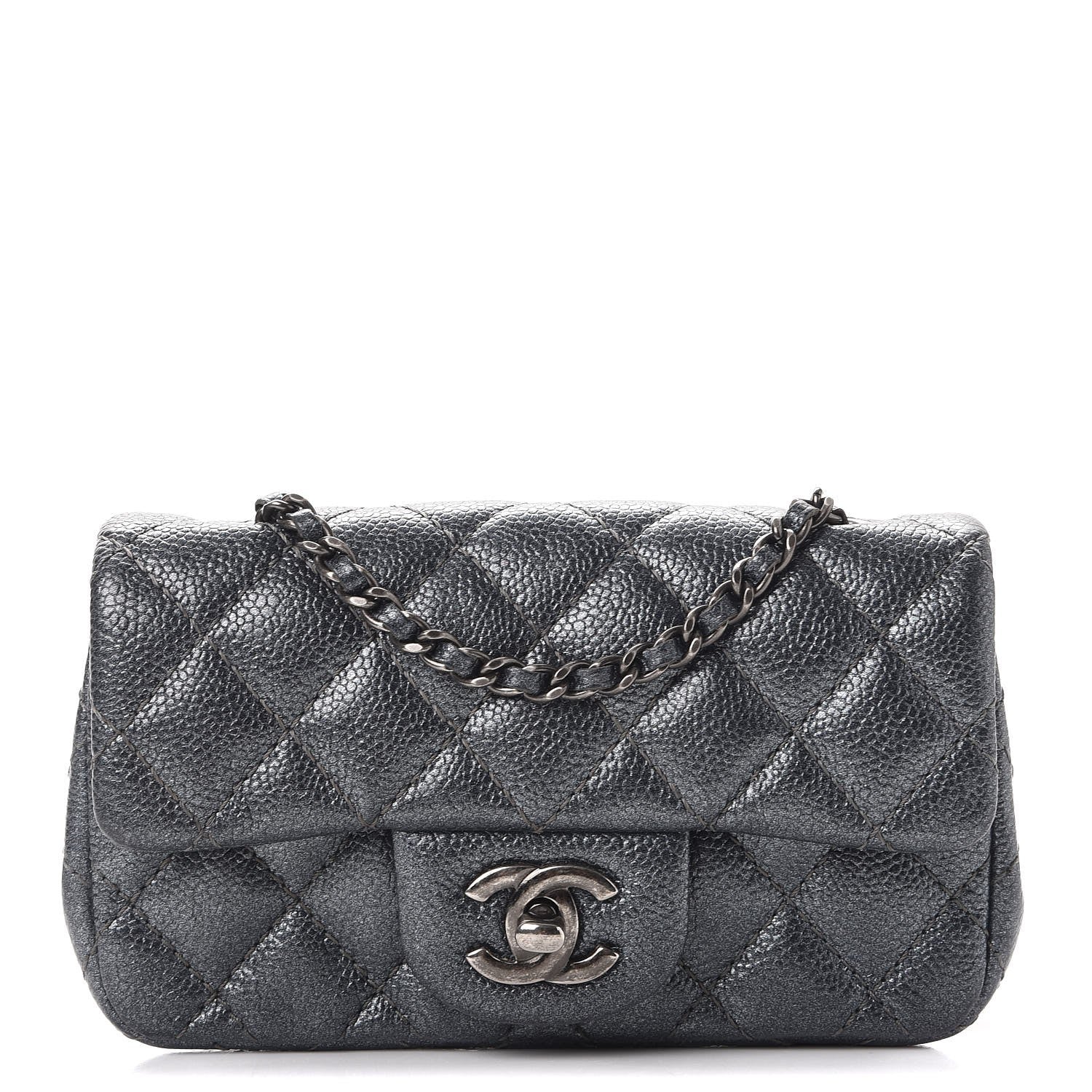 Chanel Metallic Caviar Quilted Extra Mini Flap Dark Grey 1 of 7